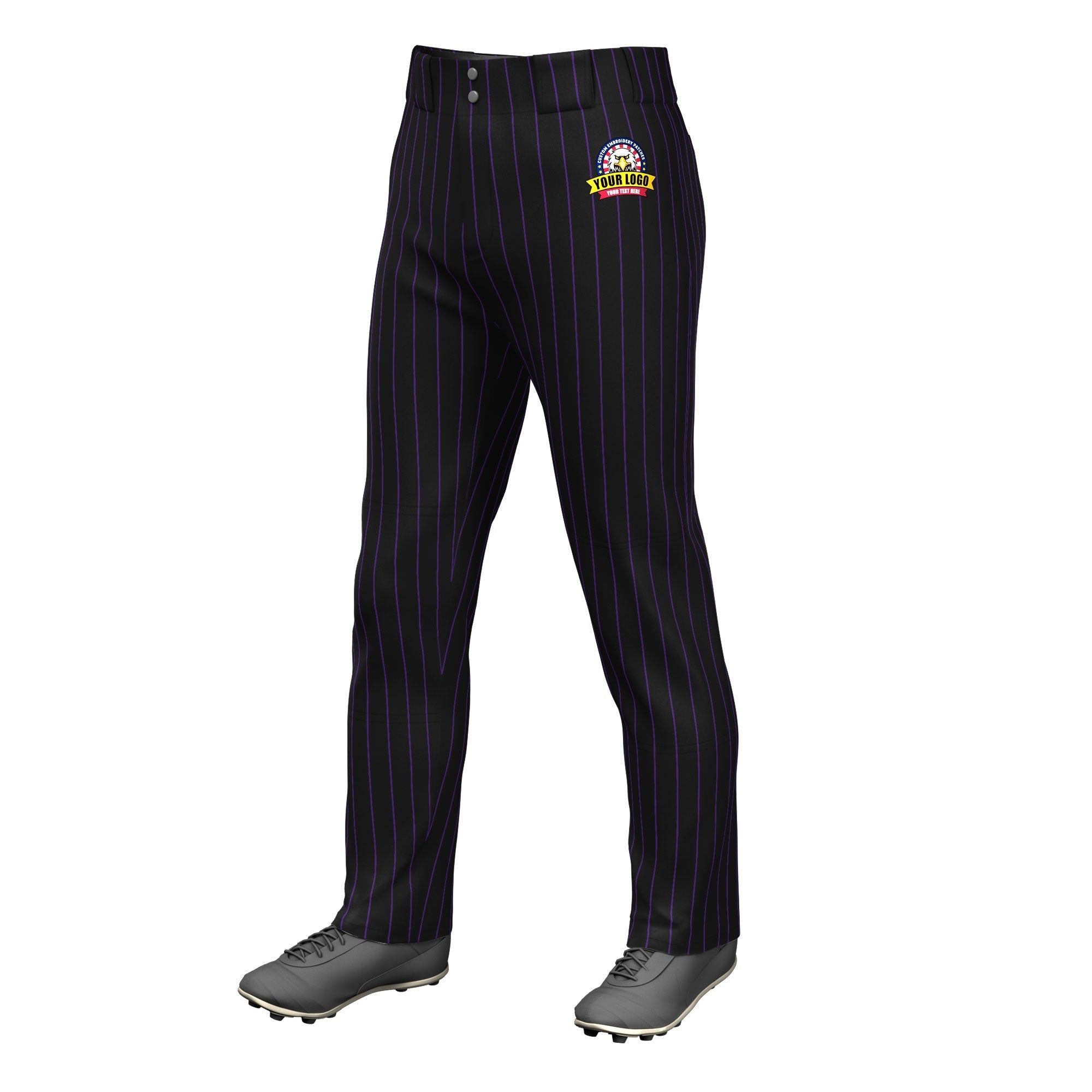 Custom Black Purple Pinstripe Fit Stretch Practice Loose-fit Baseball Pants Main image