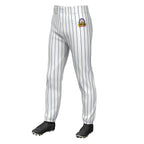 Custom White Navy Pinstripe Fit Stretch Practice Pull Up Baseball Pants