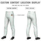 Custom White Kelly Green Pinstripe Fit Stretch Practice Pull Up Baseball Pants