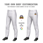 Custom White Purple Pinstripe Fit Stretch Practice Pull Up Baseball Pants