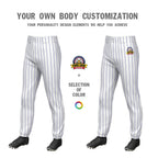 Custom White Royal Pinstripe Fit Stretch Practice Pull Up Baseball Pants