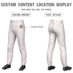 Custom White Red Pinstripe Fit Stretch Practice Pull Up Baseball Pants