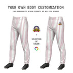 Custom White Red Pinstripe Fit Stretch Practice Pull Up Baseball Pants