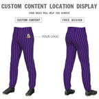 Custom Purple White Pinstripe Fit Stretch Practice Pull Up Baseball Pants