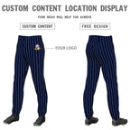 Custom Navy White Pinstripe Fit Stretch Practice Pull Up Baseball Pants