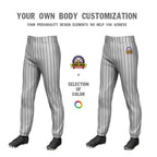 Custom Gray Black Pinstripe Fit Stretch Practice Pull Up Baseball Pants