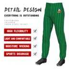 Custom Kelly Green White Pinstripe Fit Stretch Practice Pull Up Baseball Pants