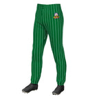 Custom Kelly Green White Pinstripe Fit Stretch Practice Pull Up Baseball Pants
