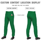 Custom Kelly Green White Pinstripe Fit Stretch Practice Pull Up Baseball Pants