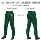 Custom Green White Pinstripe Fit Stretch Practice Pull Up Baseball Pants