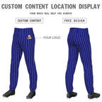Custom Royal White Pinstripe Fit Stretch Practice Pull Up Baseball Pants