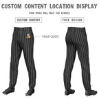 Custom Black White Pinstripe Fit Stretch Practice Pull Up Baseball Pants