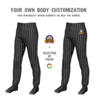 Custom Black White Pinstripe Fit Stretch Practice Pull Up Baseball Pants