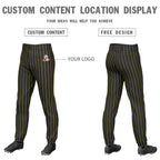 Custom Black Gold Pinstripe Fit Stretch Practice Pull Up Baseball Pants