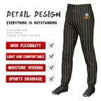 Custom Black Gold Pinstripe Fit Stretch Practice Pull Up Baseball Pants