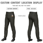 Custom Black Gold Pinstripe Fit Stretch Practice Pull Up Baseball Pants