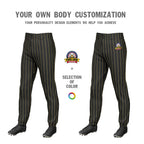 Custom Black Gold Pinstripe Fit Stretch Practice Pull Up Baseball Pants