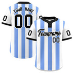 Custom White Light Blue Stripe Fashion Authentic Two-Button Softball Jersey