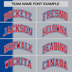 Custom Royal Gray-Red Gradient Stripe Fashion Authentic Two-Button Softball Jersey