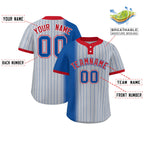 Custom Royal Gray-Red Gradient Stripe Fashion Authentic Two-Button Softball Jersey