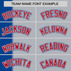 Custom Royal Gray-Red Gradient Stripe Fashion Authentic Two-Button Softball Jersey