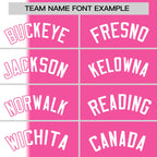 Custom White Pink Gradient Stripe Fashion Authentic Two-Button Softball Jersey