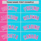 Custom Pink Sky Blue Gradient Stripe Fashion Authentic Two-Button Softball Jersey