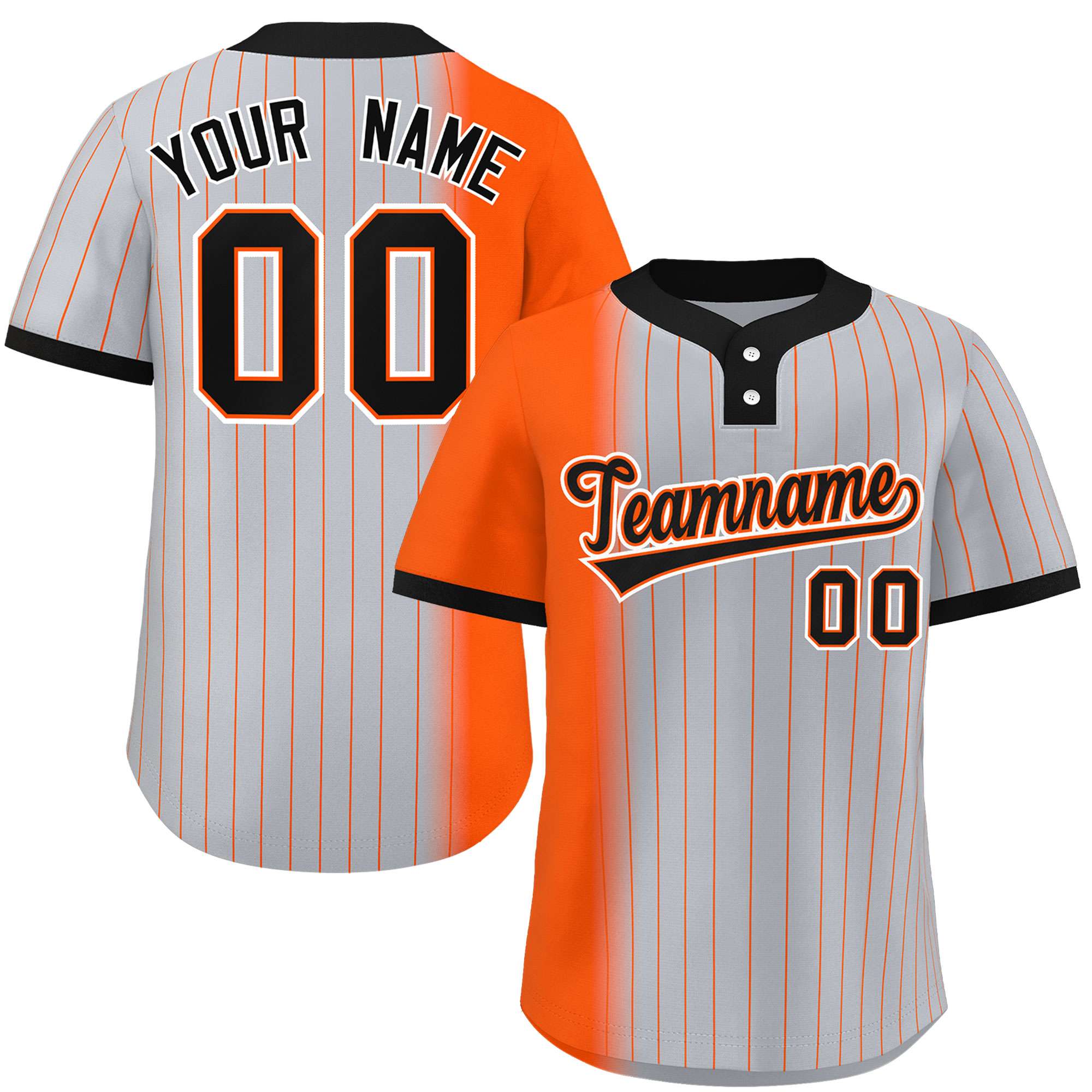 Custom Orange Gray-Black Gradient Stripe Fashion Authentic Two-Button Softball Jersey Main image
