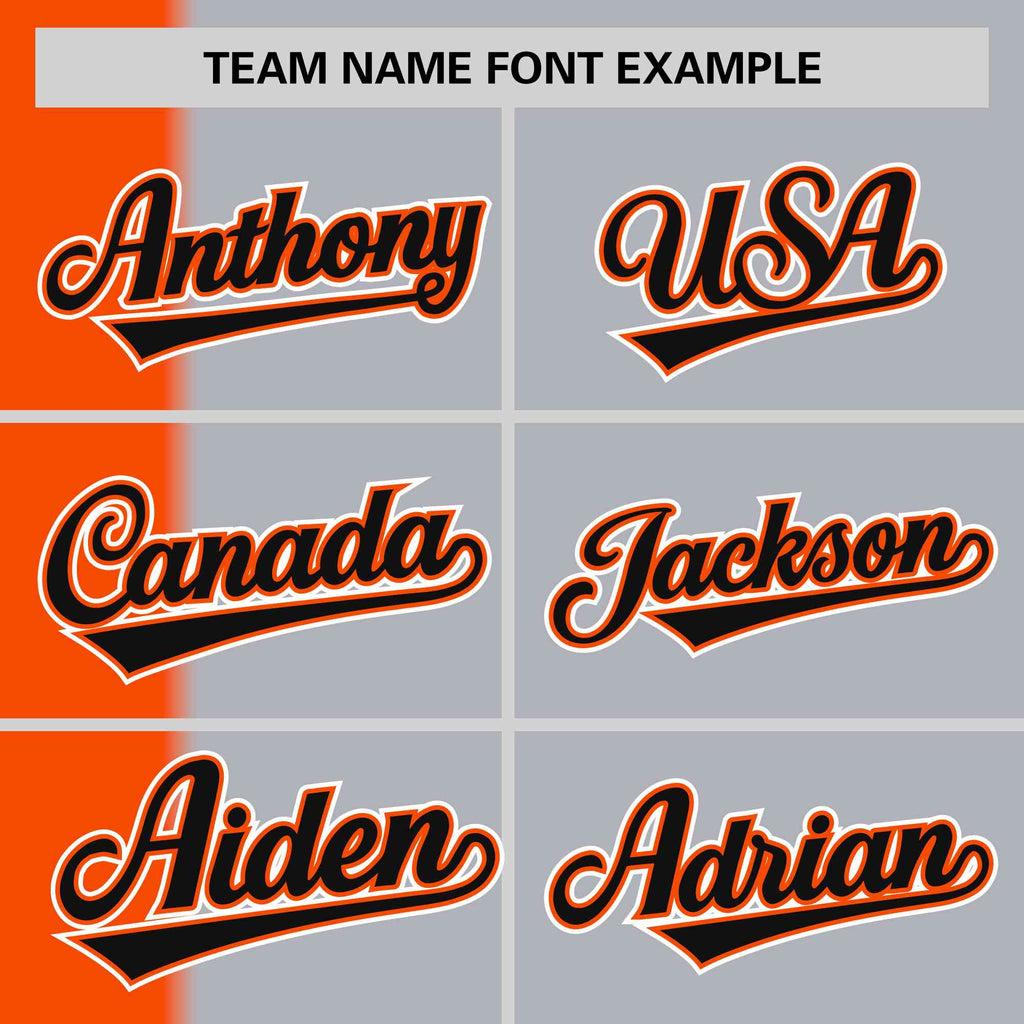 Custom Orange Gray-Black Gradient Stripe Fashion Authentic Two-Button Softball Jersey