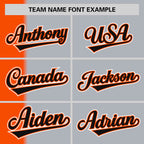 Custom Orange Gray-Black Gradient Stripe Fashion Authentic Two-Button Softball Jersey