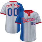 Custom Royal Gray-Red Gradient Stripe Fashion Authentic Two-Button Softball Jersey