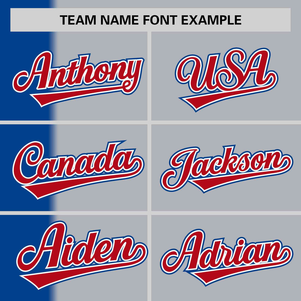 Custom Royal Gray-Red Gradient Stripe Fashion Authentic Two-Button Softball Jersey