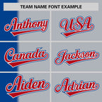 Custom Royal Gray-Red Gradient Stripe Fashion Authentic Two-Button Softball Jersey