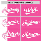 Custom White Pink Gradient Stripe Fashion Authentic Two-Button Softball Jersey
