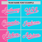 Custom Pink Sky Blue Gradient Stripe Fashion Authentic Two-Button Softball Jersey