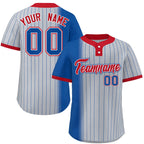 Custom Royal Gray-Red Gradient Stripe Fashion Authentic Two-Button Softball Jersey