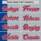 Custom Royal Gray-Red Gradient Stripe Fashion Authentic Two-Button Softball Jersey