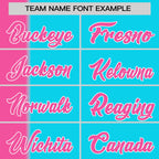 Custom Pink Sky Blue Gradient Stripe Fashion Authentic Two-Button Softball Jersey