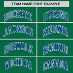 Custom Kelly Green Royal-White Stripe Fashion Raglan Sleeves Authentic Two-Button Softball Jersey