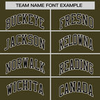 Custom Olive Black-Cream Stripe Fashion Raglan Sleeves Authentic Two-Button Softball Jersey