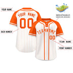 Custom White Orange Stripe Fashion Raglan Sleeves Authentic Two-Button Softball Jersey