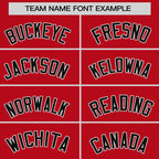 Custom Red Black-White Stripe Fashion Raglan Sleeves Authentic Two-Button Softball Jersey