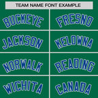 Custom Kelly Green Royal-White Stripe Fashion Raglan Sleeves Authentic Two-Button Softball Jersey