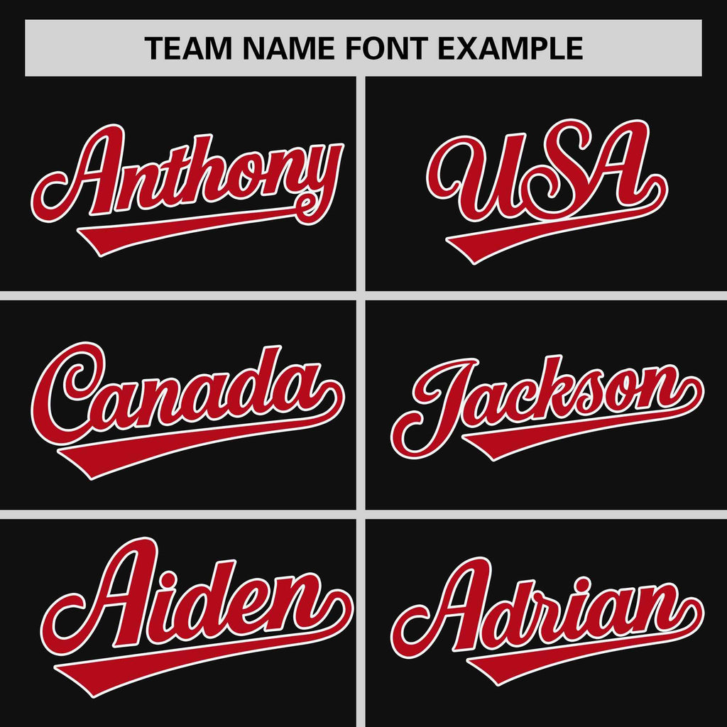 Custom Black Red-White Stripe Fashion Raglan Sleeves Authentic Two-Button Softball Jersey
