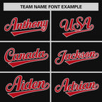 Custom Black Red-White Stripe Fashion Raglan Sleeves Authentic Two-Button Softball Jersey