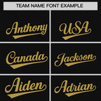 Custom Black Old Gold Stripe Fashion Raglan Sleeves Authentic Two-Button Softball Jersey