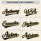 Custom Cream Black-Old Gold Stripe Fashion Raglan Sleeves Authentic Two-Button Softball Jersey