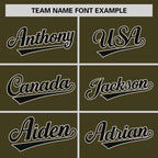 Custom Olive Black-Cream Stripe Fashion Raglan Sleeves Authentic Two-Button Softball Jersey