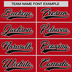 Custom Red Black-White Stripe Fashion Raglan Sleeves Authentic Two-Button Softball Jersey