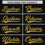 Custom Black Old Gold Stripe Fashion Raglan Sleeves Authentic Two-Button Softball Jersey